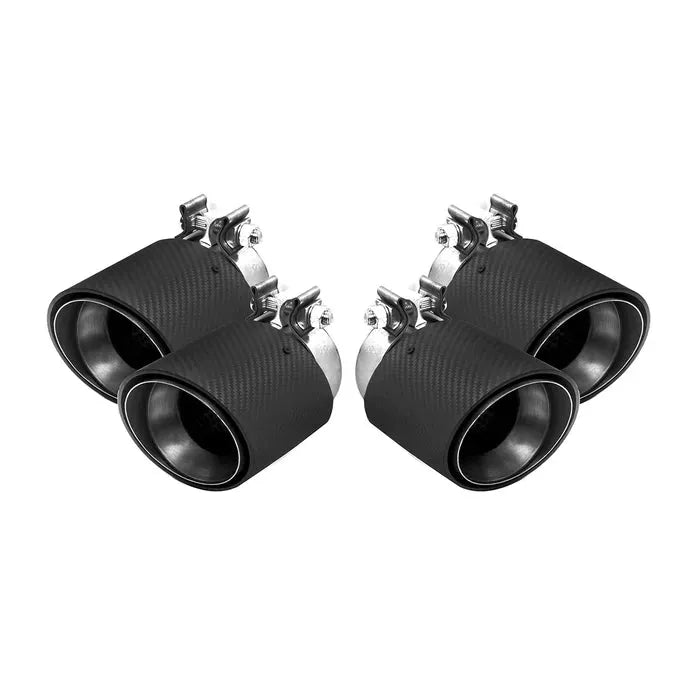 Clip-on carbon exhaust tip set (4 pcs) with angle-cut outlets – BMW G90 M5