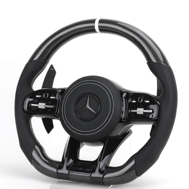 2020 AMG Style carbon steering wheel with white marker stripe and gray stitching – Mercedes-AMG C63 W205 / C205