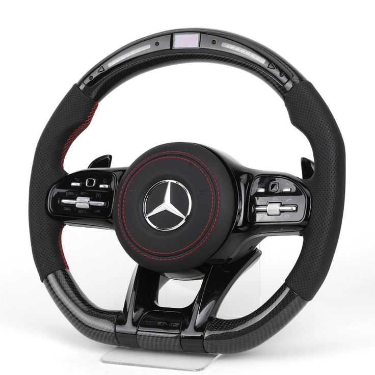 2020 AMG Style kormány LED-es csíkkal, piros varrással, carbon lapos aljjal – Mercedes-AMG C63 W205 / C205