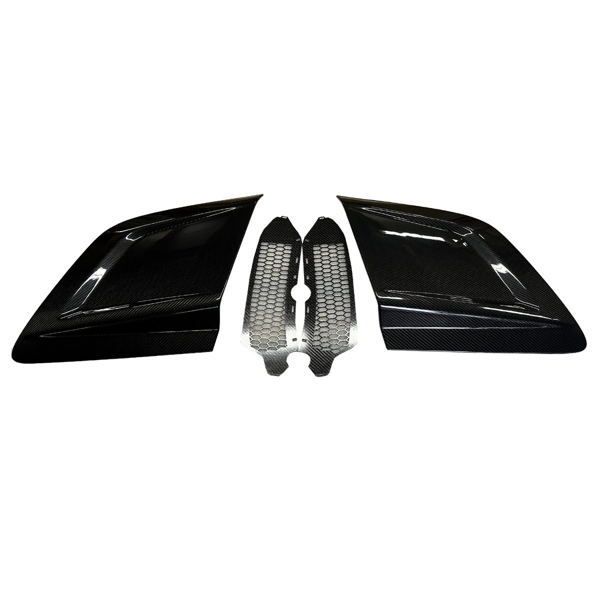 Négyrészes szett: 2 szellőzős carbon side blade és 2 méhsejtrácsos betét (MT Style) – Audi R8 4S