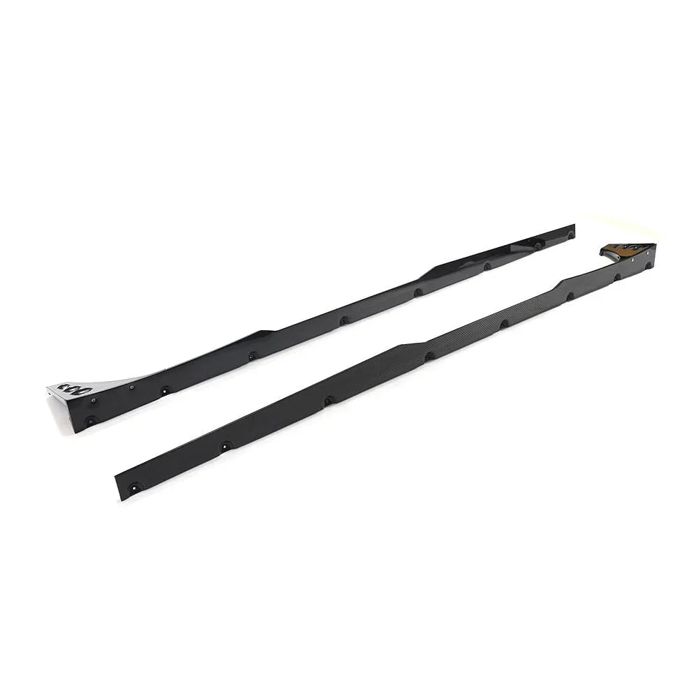 Two carbon side skirt extensions, diagonal top view (Euro V1 Style) – Audi RS6 C8 / RS7 C8