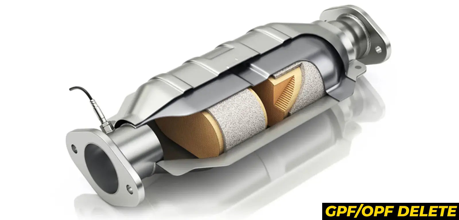 Ezüst fém katalizátor honeycomb belső szerkezettel és arany színű kerámia szűrőkkel perfectmotorsport opf gpf széria bmw m3 kipufogó rendszerhez