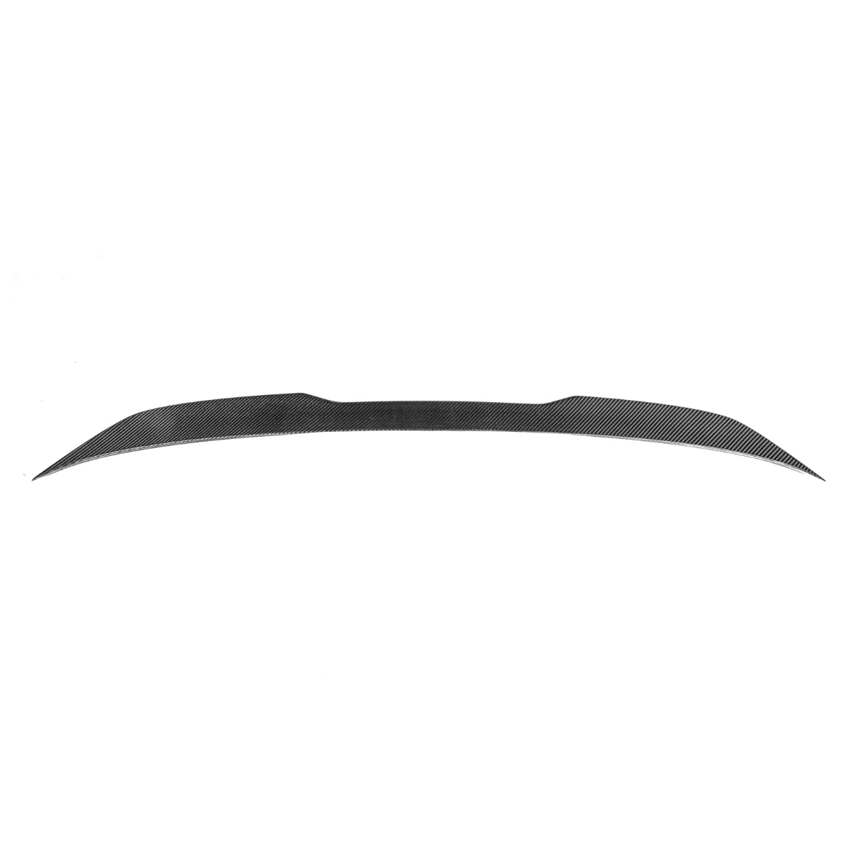 Dry carbon trunk spoiler, angled view, with upswept ends (PM Style) – BMW F90 M5