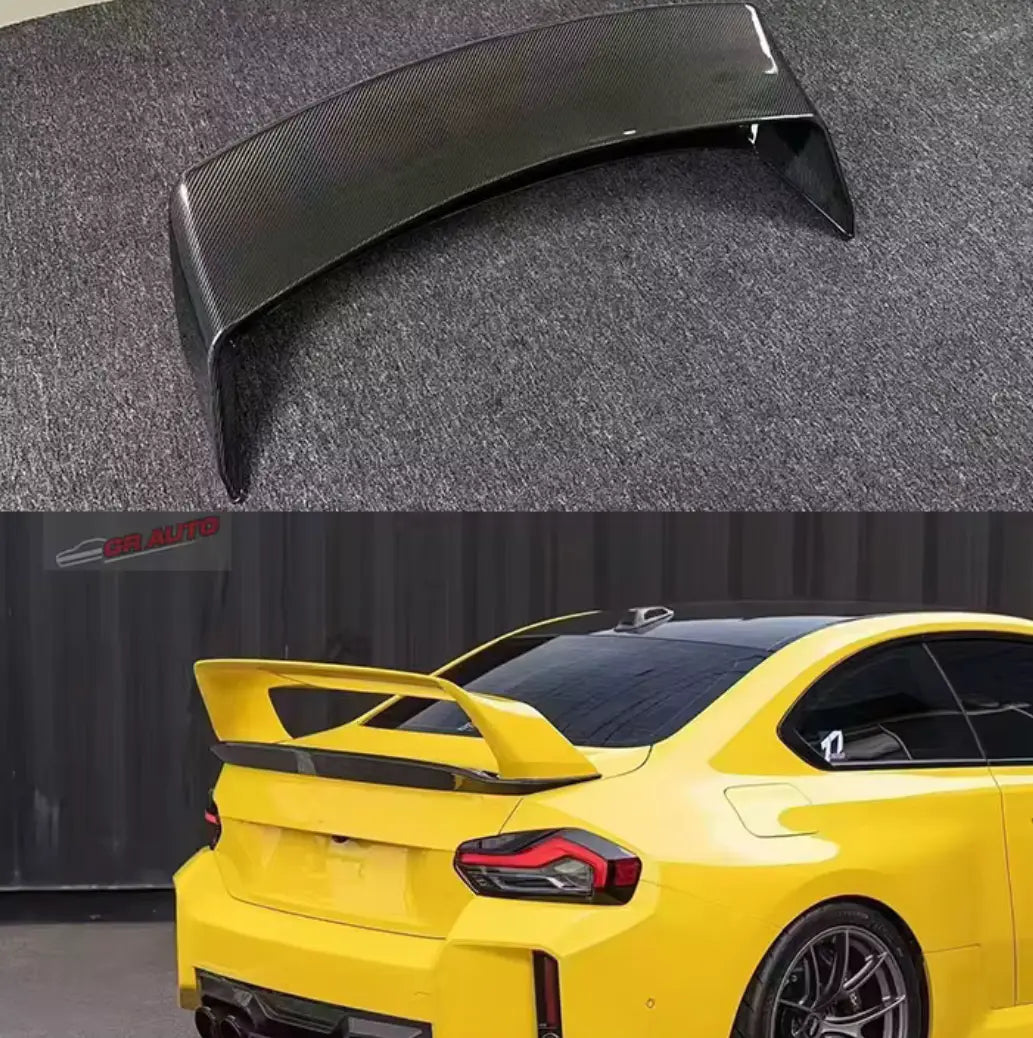 Fekete karbon szálas hátsó spoiler szárnyak bmw g87 m2 aerodinamikus design karbon fiber kipufogó rendszerhez