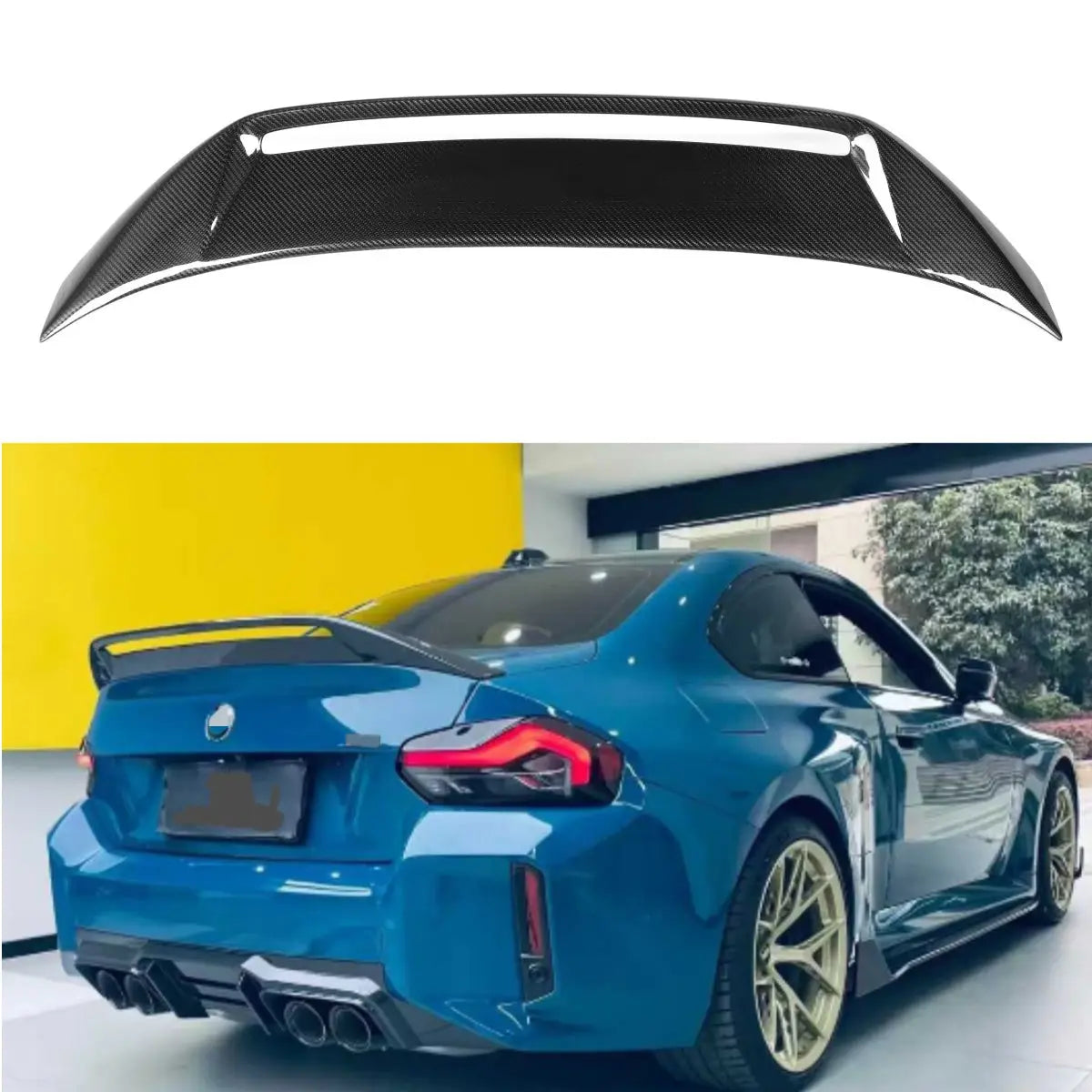 Carbon fiber hátsó szárny bmw g87 m2 modellekhez a bmw m3 kipufogó rendszer stílusában