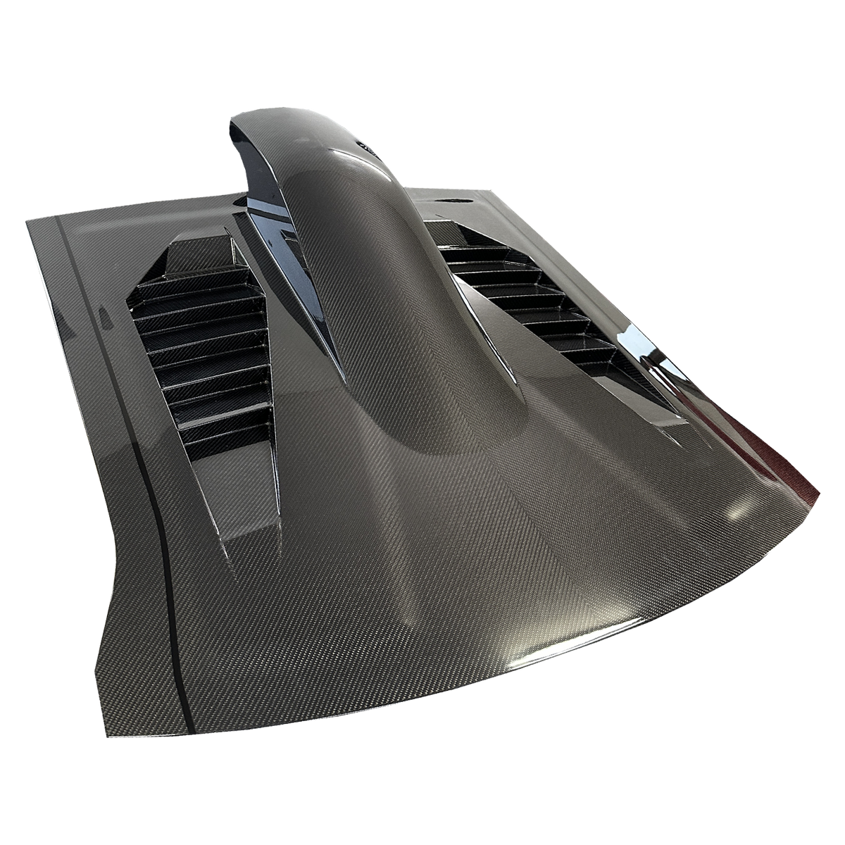 Carbon tető szellőző lamellás panellel a hátsó szélvédő helyére, 3/4-es render (LMS GT4 Style) – Audi R8 4S