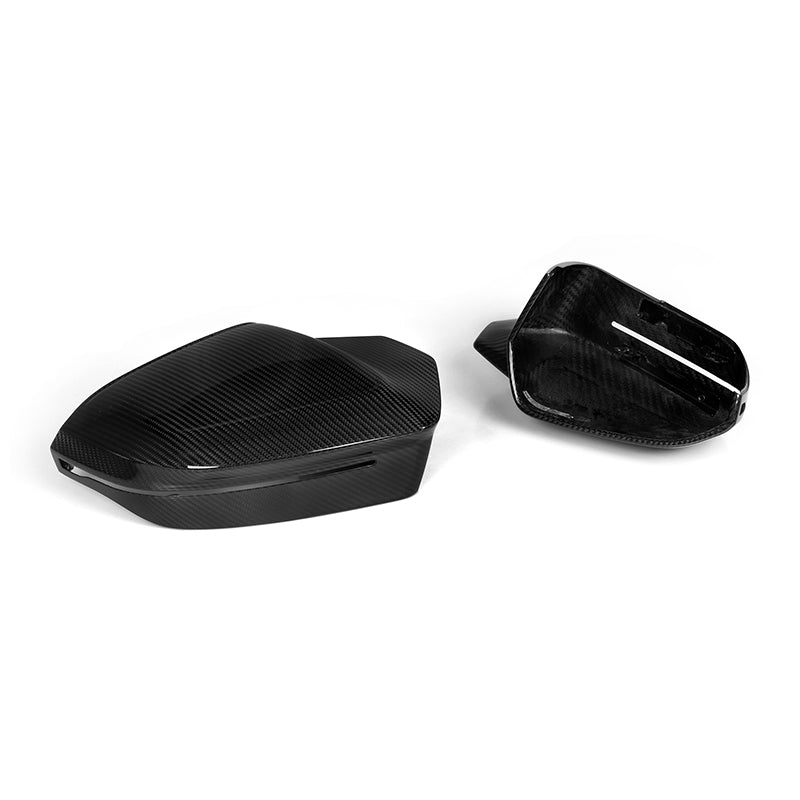 Szögletes száraz carbon tükörborítás pár, az egyik belülről (M Style) – BMW G90 M5