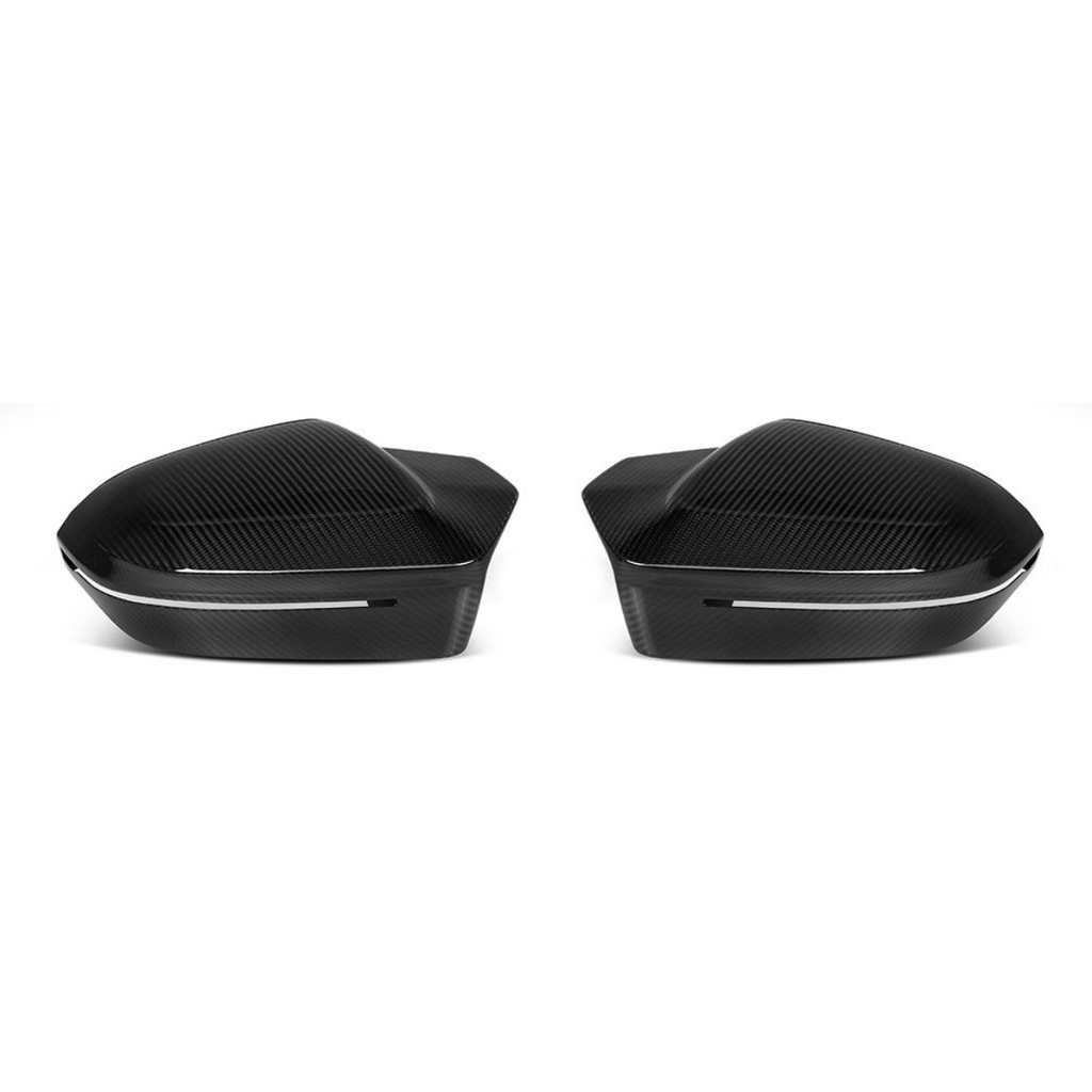 Kiemelt felső élű száraz carbon tükörborítások elölről, 2 db (M Style) – BMW G90 M5