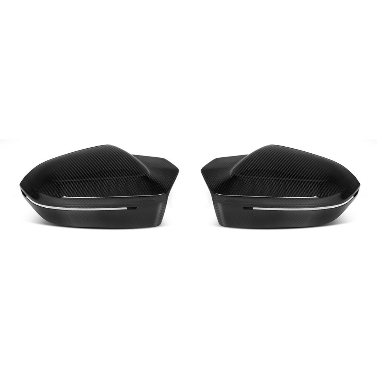 Kiemelt felső élű száraz carbon tükörborítások elölről, 2 db (M Style) – BMW G90 M5